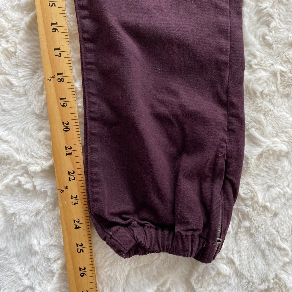 PAIGE Mayslie Jogger Pants Women 28 Maroon Utility Cargo Ankle Zip Stretch